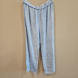 Kiwi + Punch Pants Womens Light Blue Crinkle Wide Leg Lightweight Cropped XL